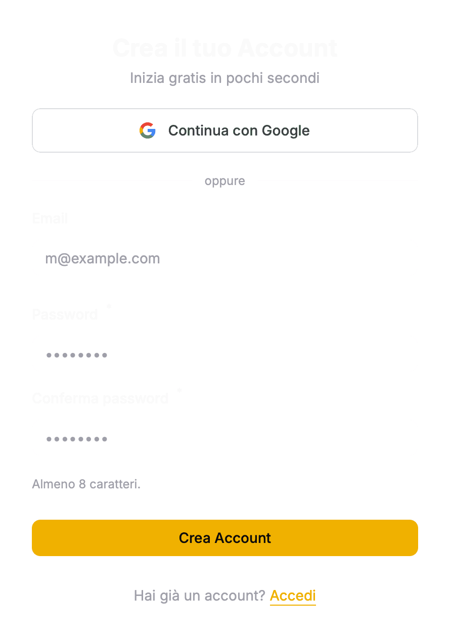 Form di registrazione